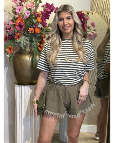 T-Shirt Stripe Wit Groen