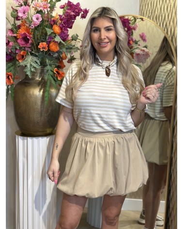 T-Shirt Stripe Creme Beige