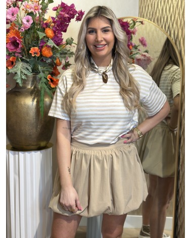 T-Shirt Stripe Creme Beige