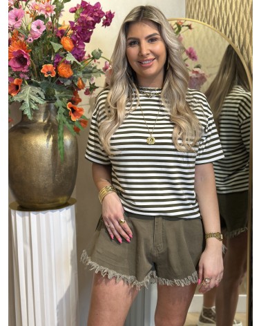 T-Shirt Stripe Wit Groen