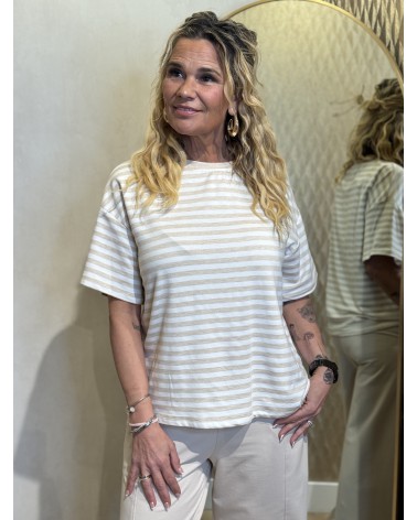 T-Shirt Stripe Creme Beige