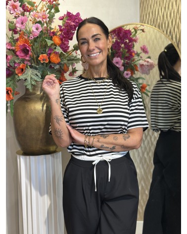 T-Shirt Stripe Wit Zwart
