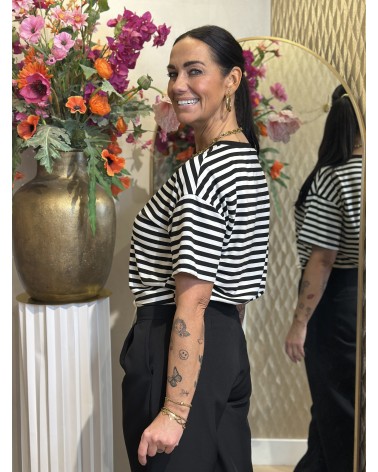 T-Shirt Stripe Wit Zwart