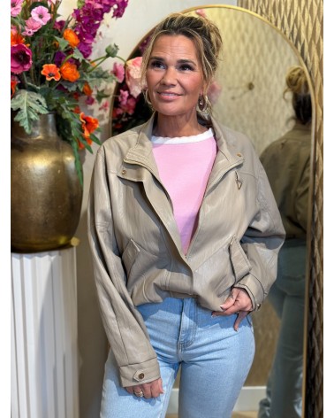 Jacket Leatherlook Mabel Taupe