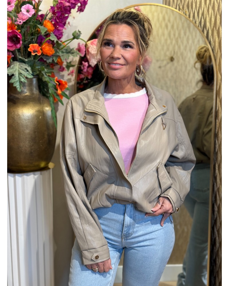 Jacket Leatherlook Mabel Taupe