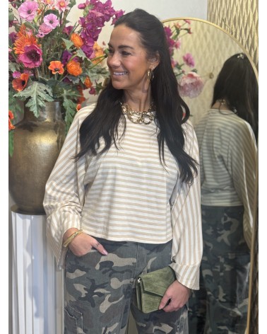 T-Shirt Stripe Creme Zand
