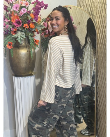 T-Shirt Stipe Creme Zand