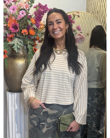 T-Shirt Stipe Creme Zand