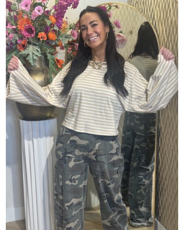 T-Shirt Stipe Creme Zand