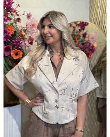 Jacket Flower Suede Beige