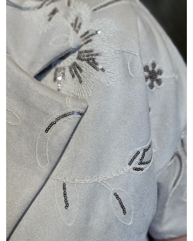 Jacket Flower Suede Beige