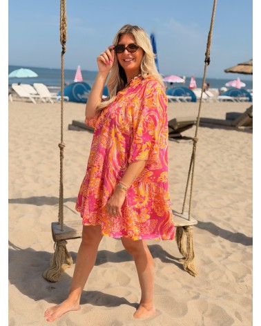 Jurk Vespera Roze Oranje