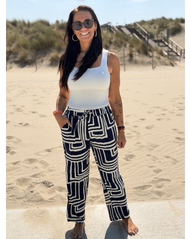 Broek Navy Print
