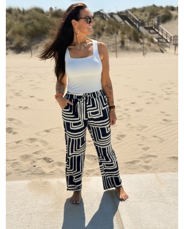 Broek Navy Print