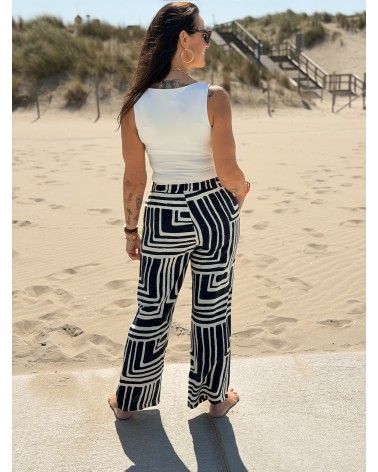 Broek Navy Print