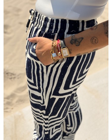 Broek Navy Print