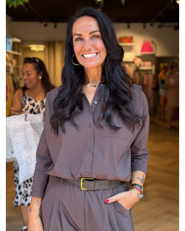 Blouse Isadee Driekwart Mouw Bruin