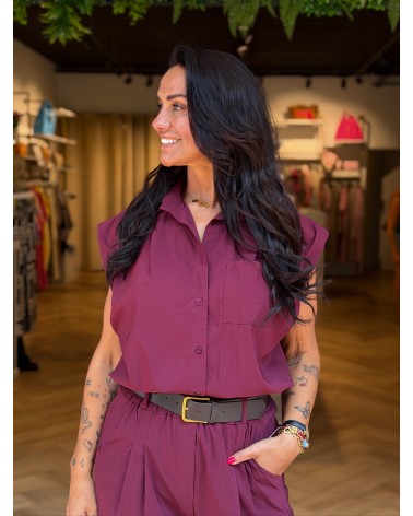 Blouse Isadee Korte Mouw Bordeaux