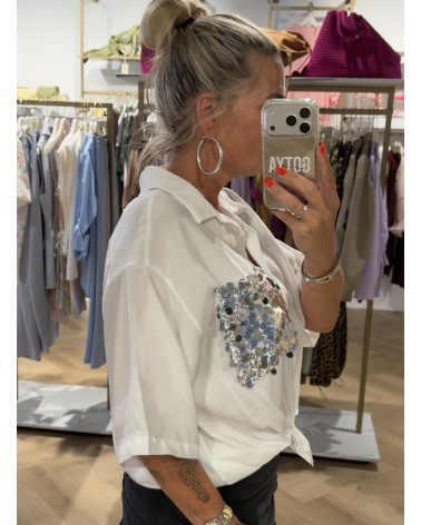 Blouse Pailletten Zilver