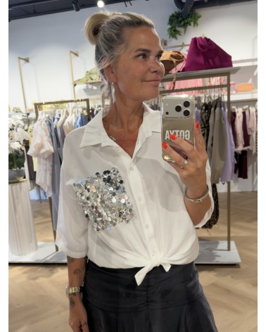 Blouse Pailletten Zilver