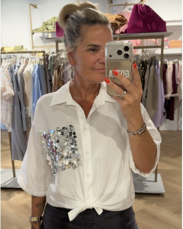 Blouse Pailletten Zilver