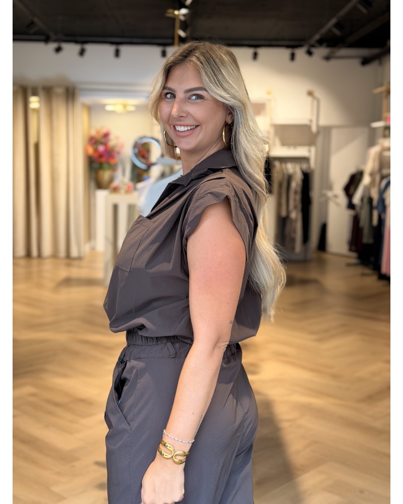 Blouse Isadee Korte Mouw Bruin