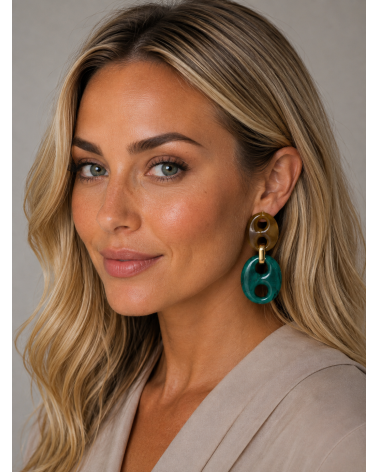 Oorbellen Siena Camel - Groen