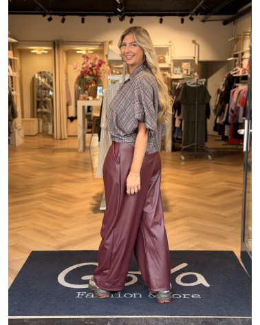 Broek Leatherlook Bordeaux